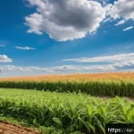 Home 22 유기농업 전문가의 업무 사례 - A serene organic farm landscape in central Russia during late summer, featuring healthy oat and barl...