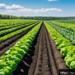 Home 20 유기농업 분야 진로 - A vibrant organic vegetable farm in the Russian countryside during late spring, showcasing rows of d...